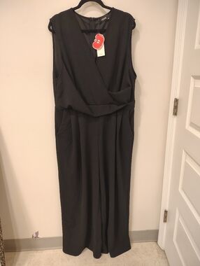 Cider V Neck Wrap Wide Leg Jumpsuit